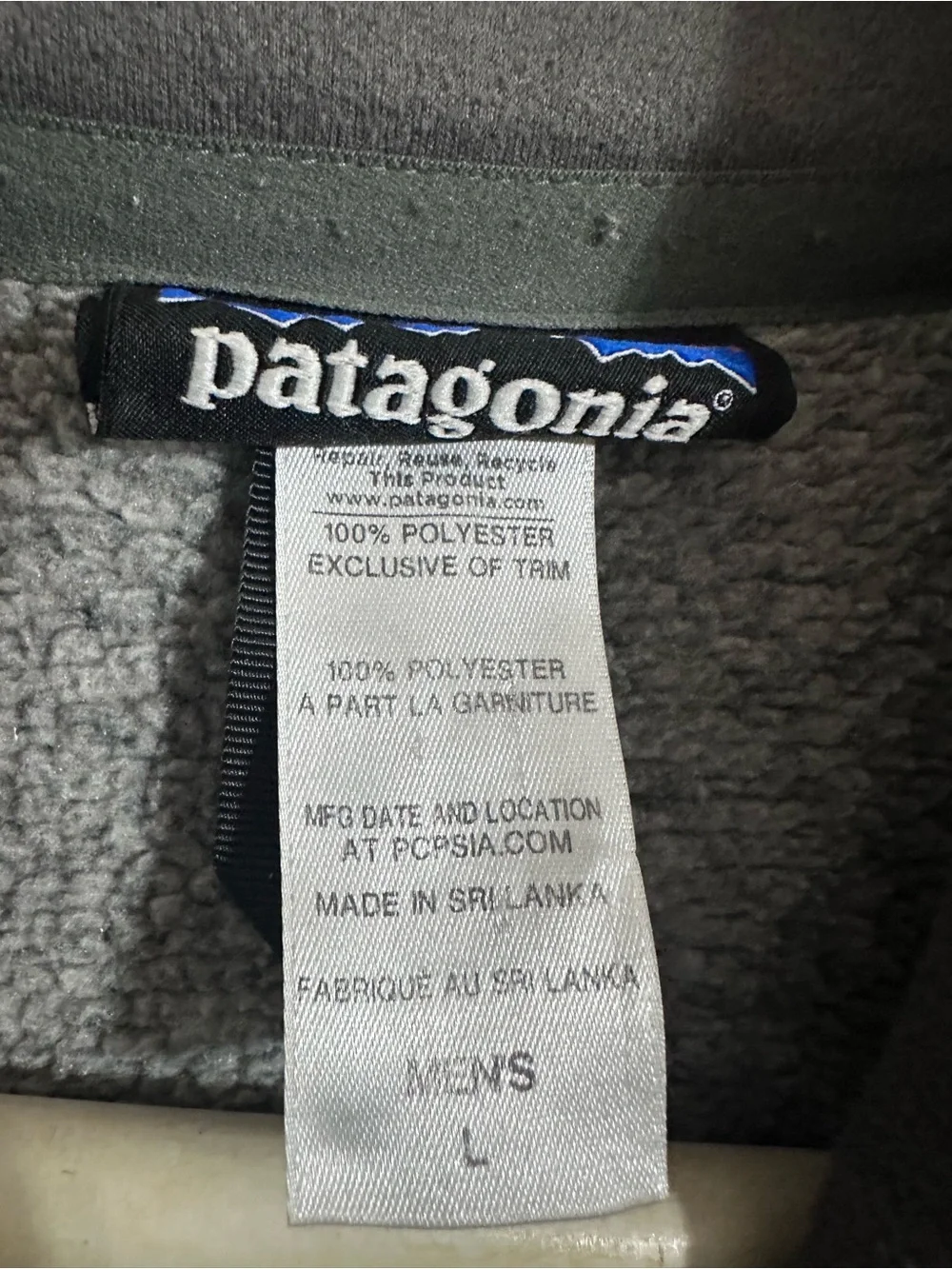 Patagonia Better Sweateryy Vest Men’s Large Gray Full Zip Fleece Outdoor